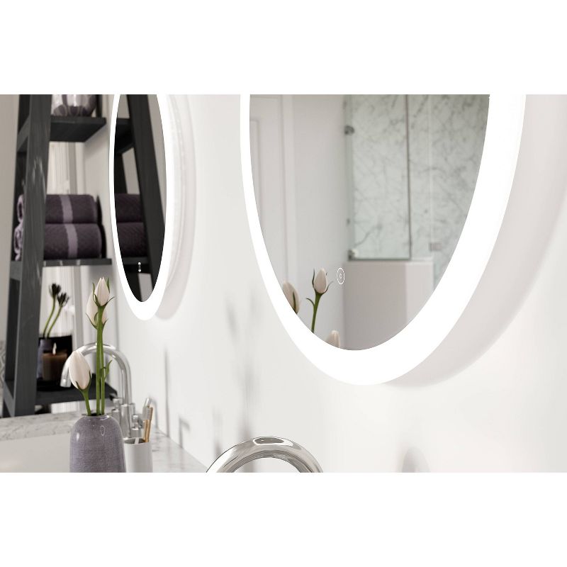 22"x22" Premium Lumen Single Round Frameless Wall Mirror with Dimmable LED and Anti Fog Glass - Tosca