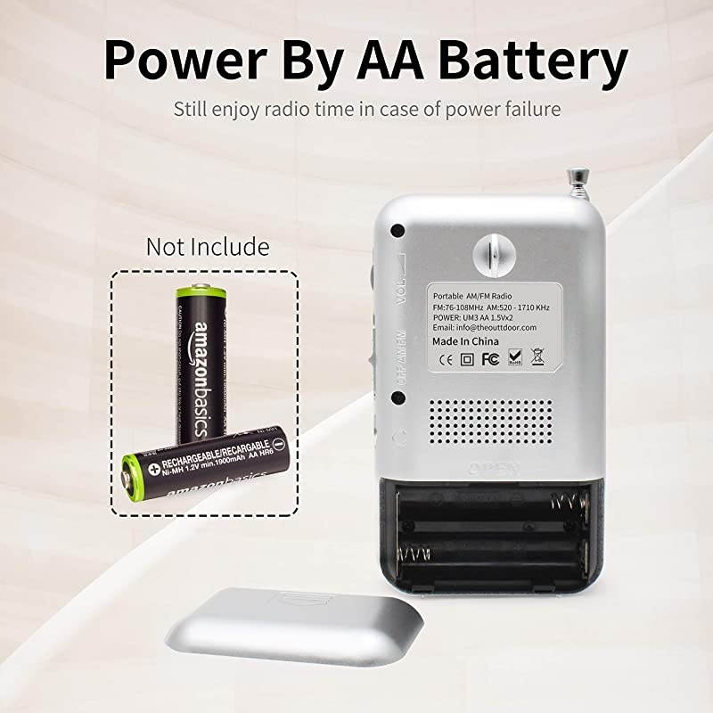 Retro AMFM Radio Portable with Headphone Jack Best Reception Battery Operated Personal Transistor by 2 AA Battery for WalkingJoggingand Travelling