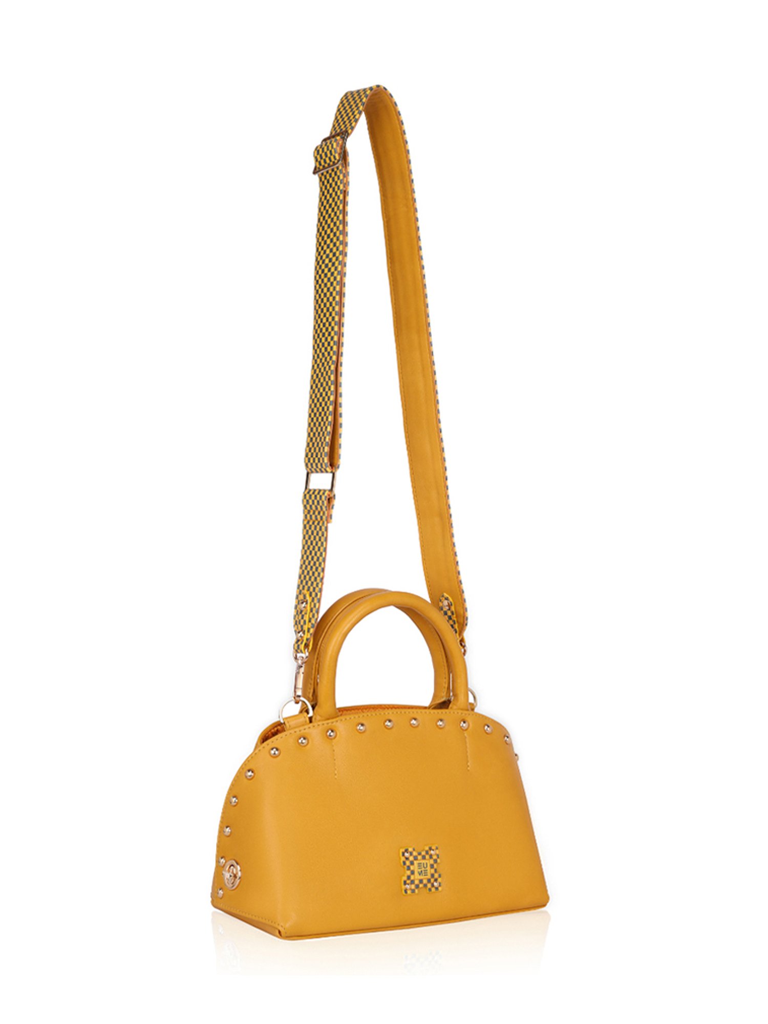 Eume Marigold Yellow Leather Satchel Handbag