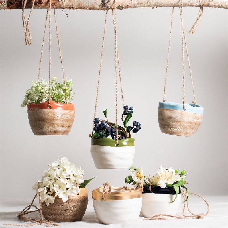 Sullivans Set of 2 Hanging Planters 26"H & 23"H Silver