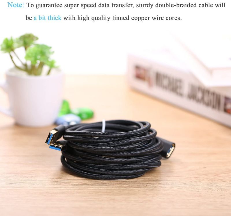 USB 3.0 Extension Cable Besgoods 2-Pack 6ft USB Extension Cable Braided Extender Cord - A Male to A Female Extension Cable Compatible with Keyboard Mouse Hard Drive Printer