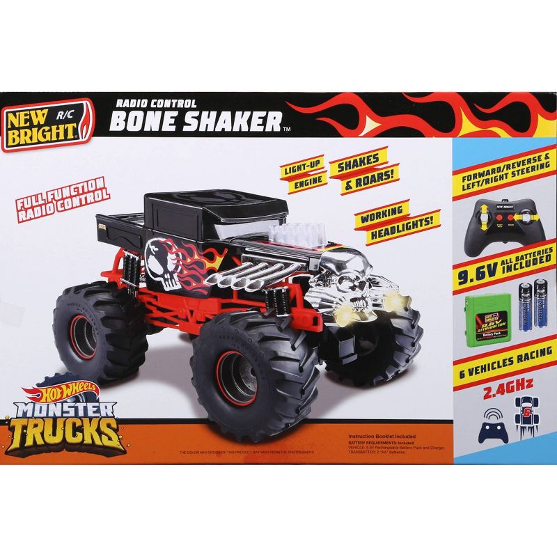New Bright  Hot Wheels R/C  Monster Truck - 1:10  Scale - 9.6 Volt  - Bone Shaker