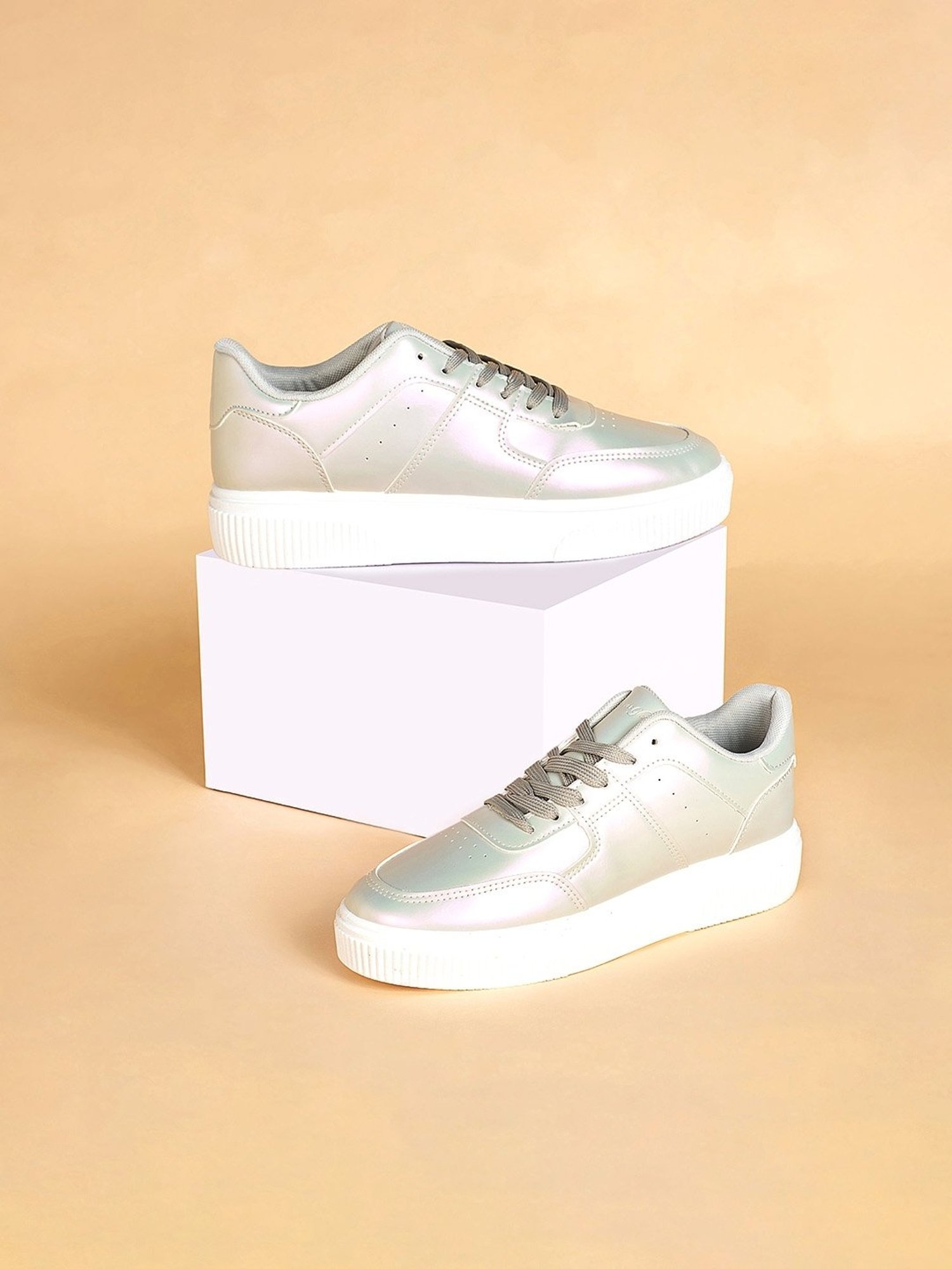 Forever Glam by Pantaloons Women's Silver Casual Sneakers