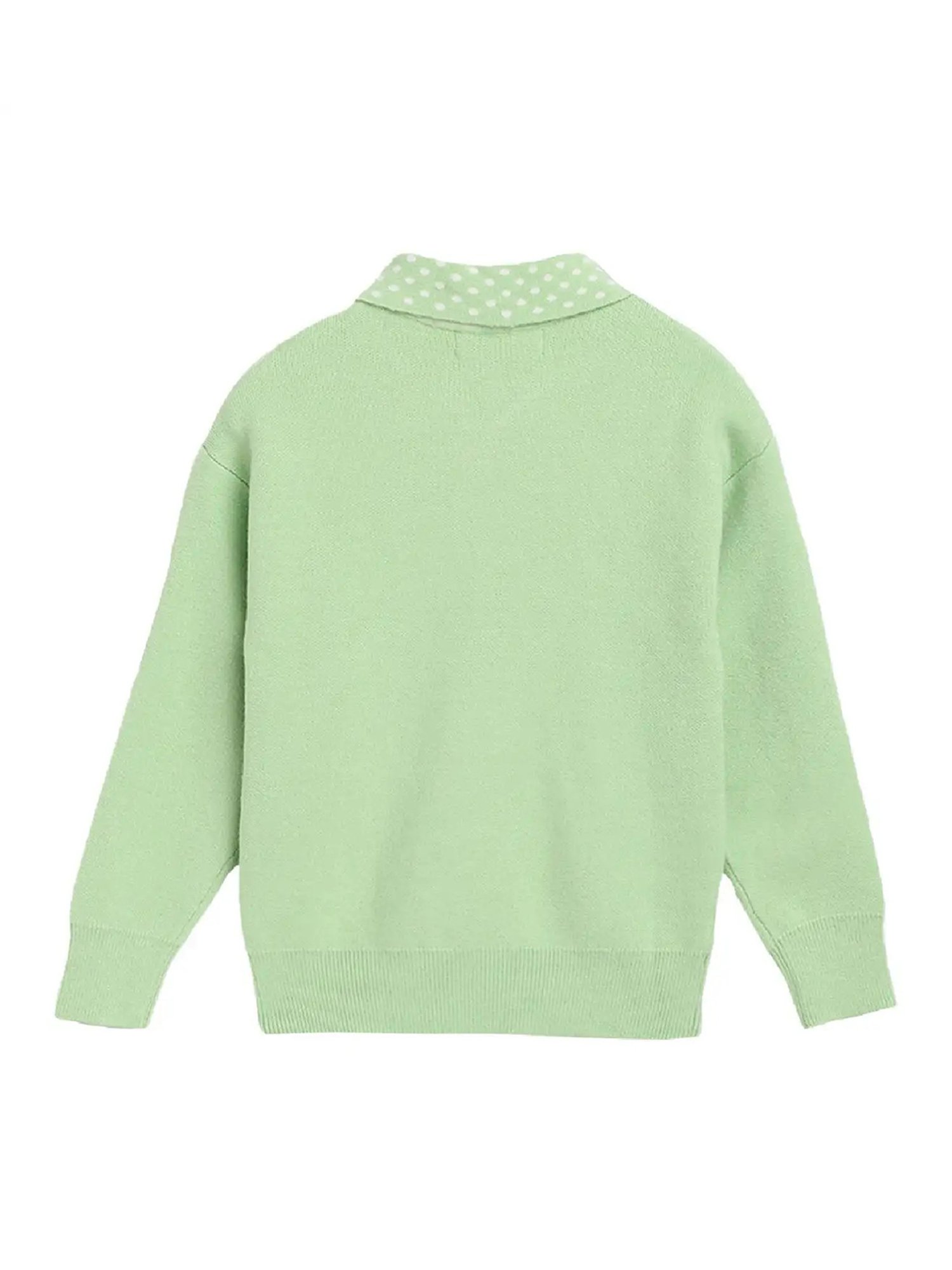 Elle Kids Green Solid Full Sleeves Sweater