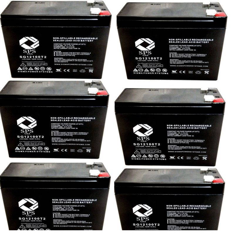 SPS Brand 12V 10Ah Replacement Battery for Dynacraft Surge Camo Mega 12V ATV (6 Pack)