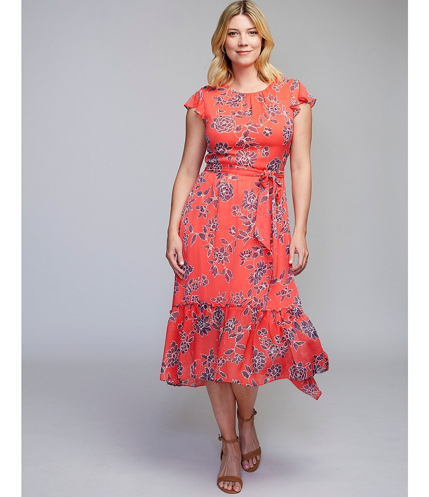 Vince Camuto Halter Bow Neck Sleeveless Midi Dress with Side Seam Pockets