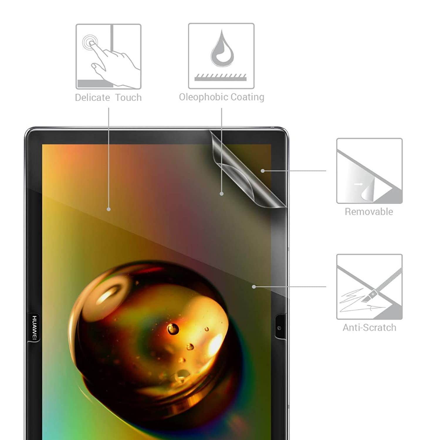 kwmobile 2X Screen Protector Compatible with Huawei MediaPad M5 Lite 10 - Clear Anti-Scratch Display Film for Tablet Screen - Set of 2