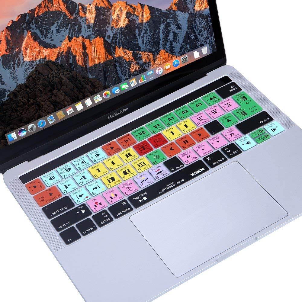 XSKN 2016 New Shortcut Design Series Keyboard Skin Cover for Touch Bar Models MacBook Pro 13 (A1706) and MacBook Pro 15 (A1707), US EU Universal Version (Avid Media Composer)