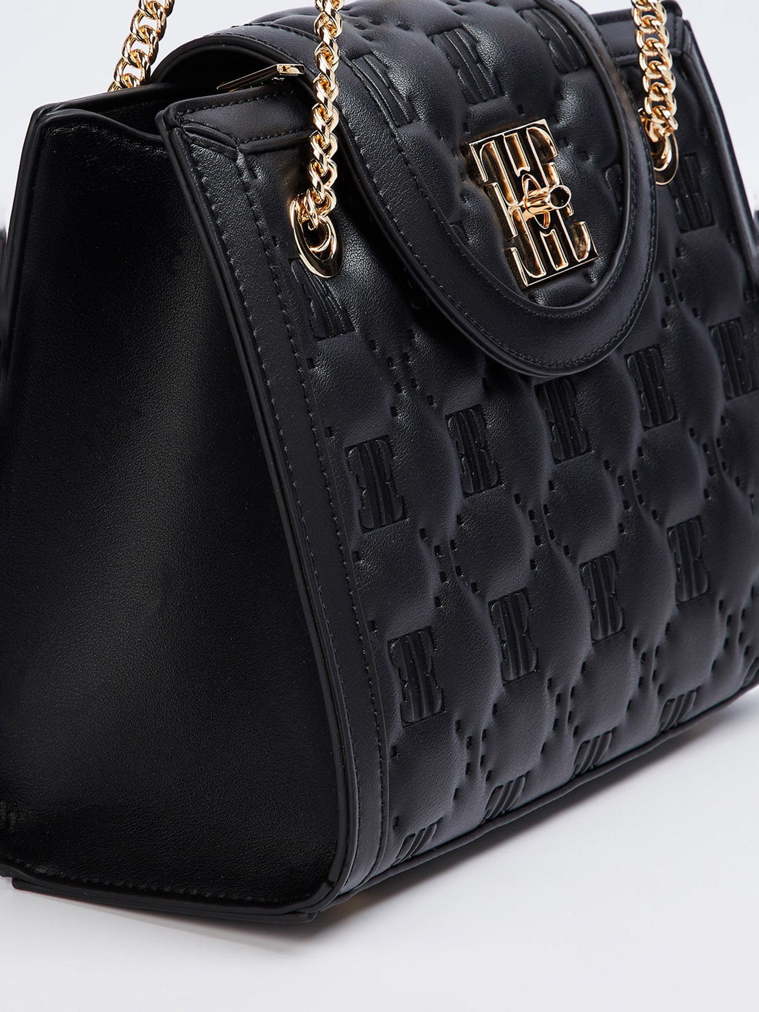 Elle Black Textured Sling Handbag