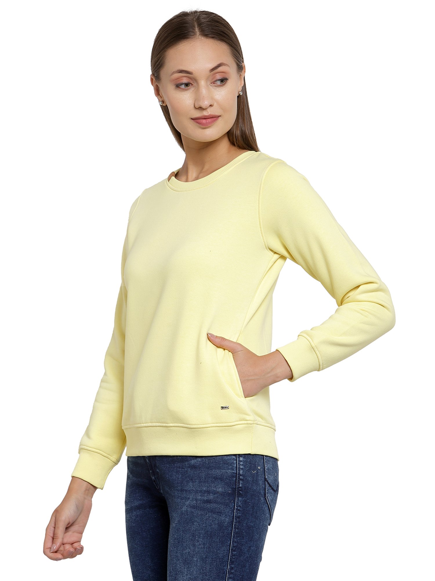 Juelle Yellow Round Neck Sweatshirt