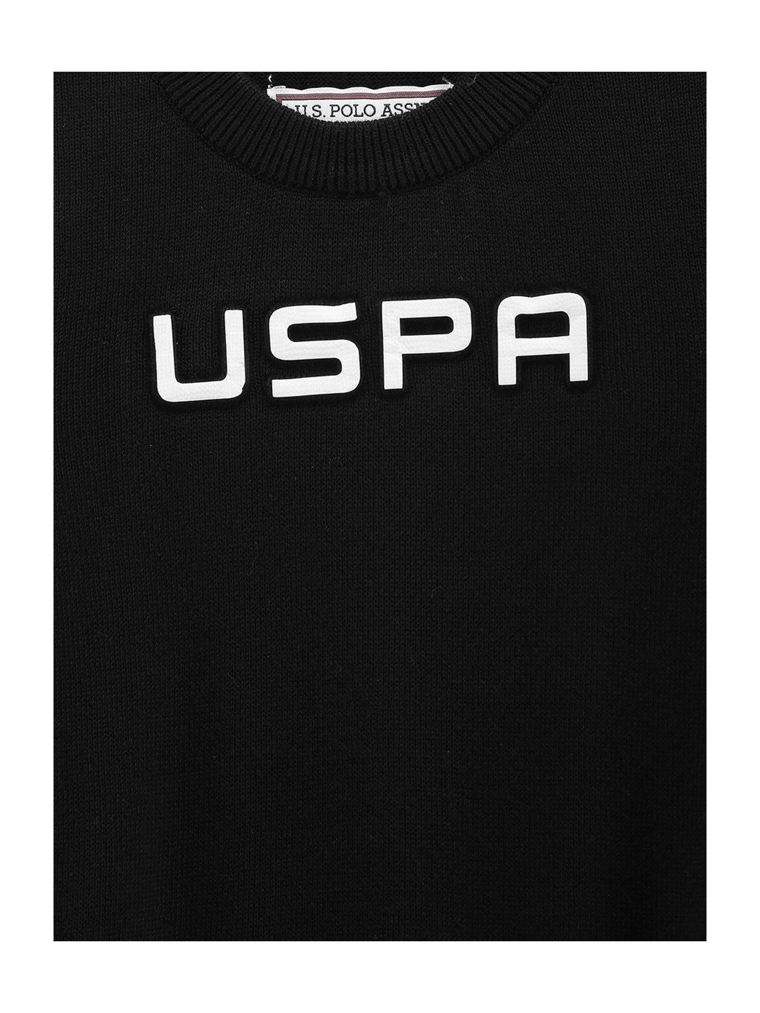 U.S. Polo Assn. Kids Black Self Design Sweater