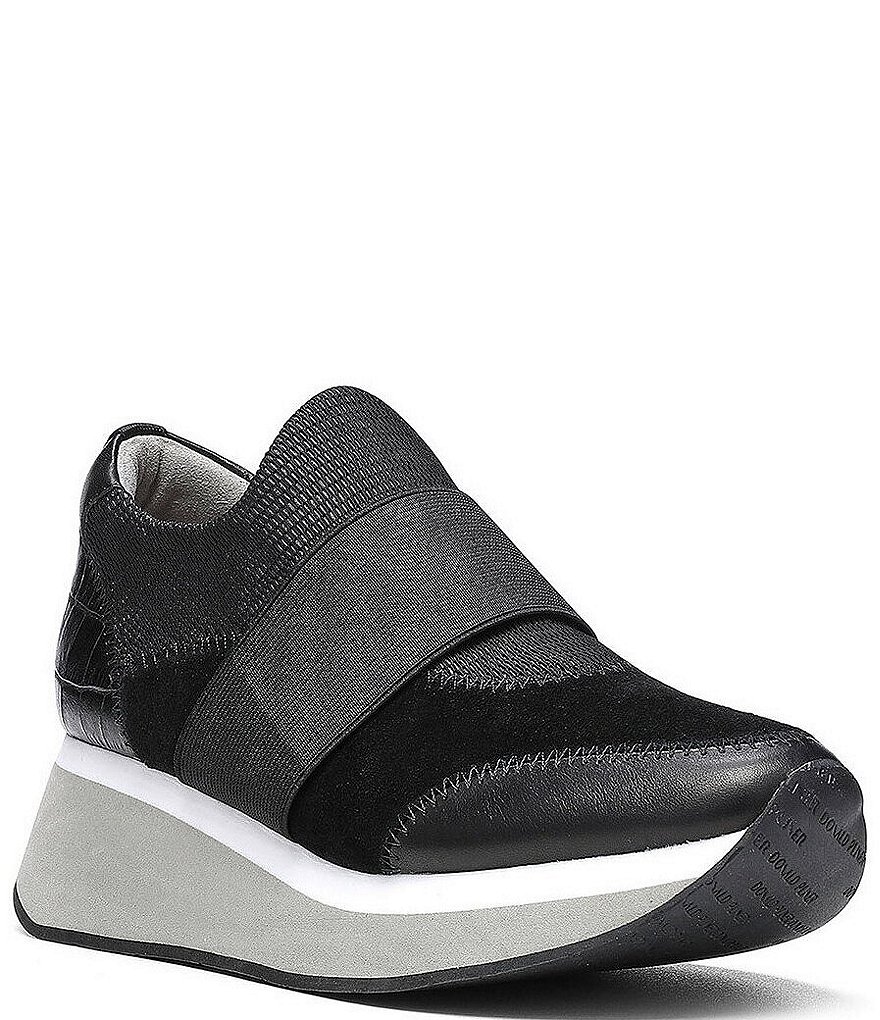 Donald Pliner Pelham Mesh Suede Croco Print Accent Wedge Sneakers