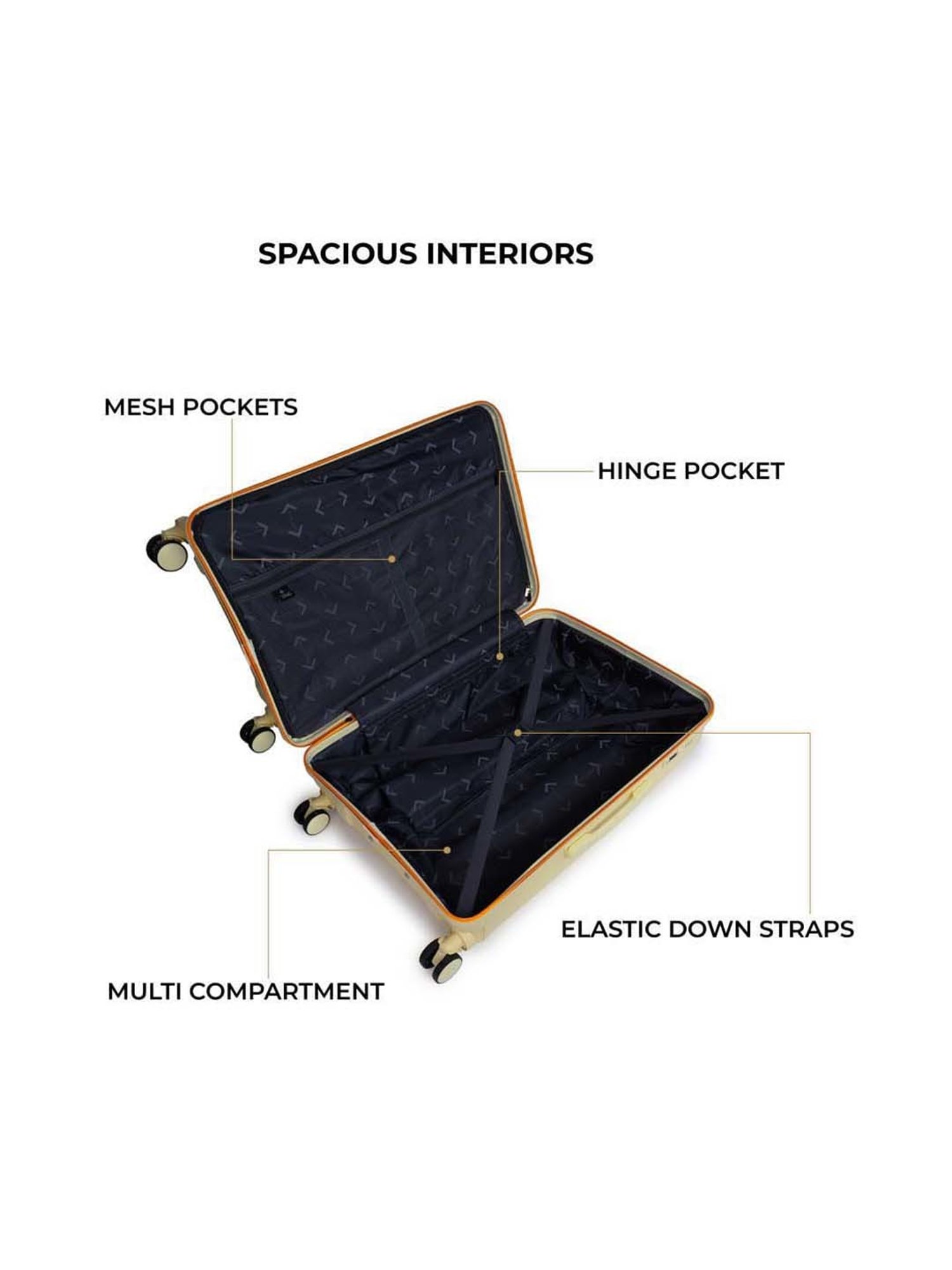 Nasher Miles Goa Hard-sided Polypropylene Cabin Cream Yellow Orange 20 inch|55cm Trolley bag