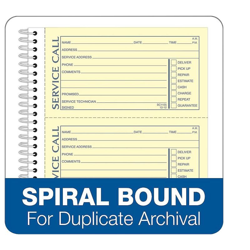 Adams Service Call Book Spiral bound 5-1/4"x11" SC1155