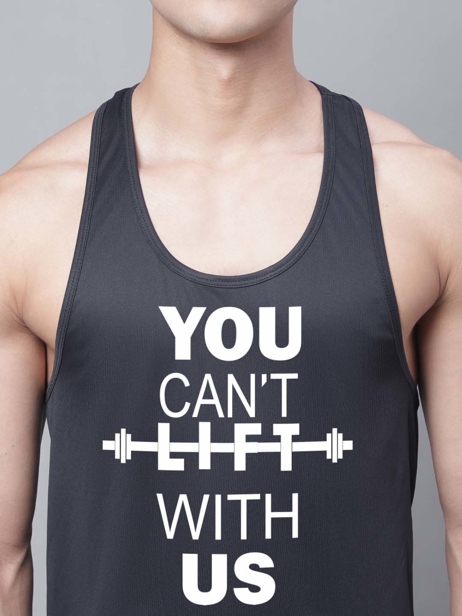 Friskers Black Regular Fit Graphic Sports Vest