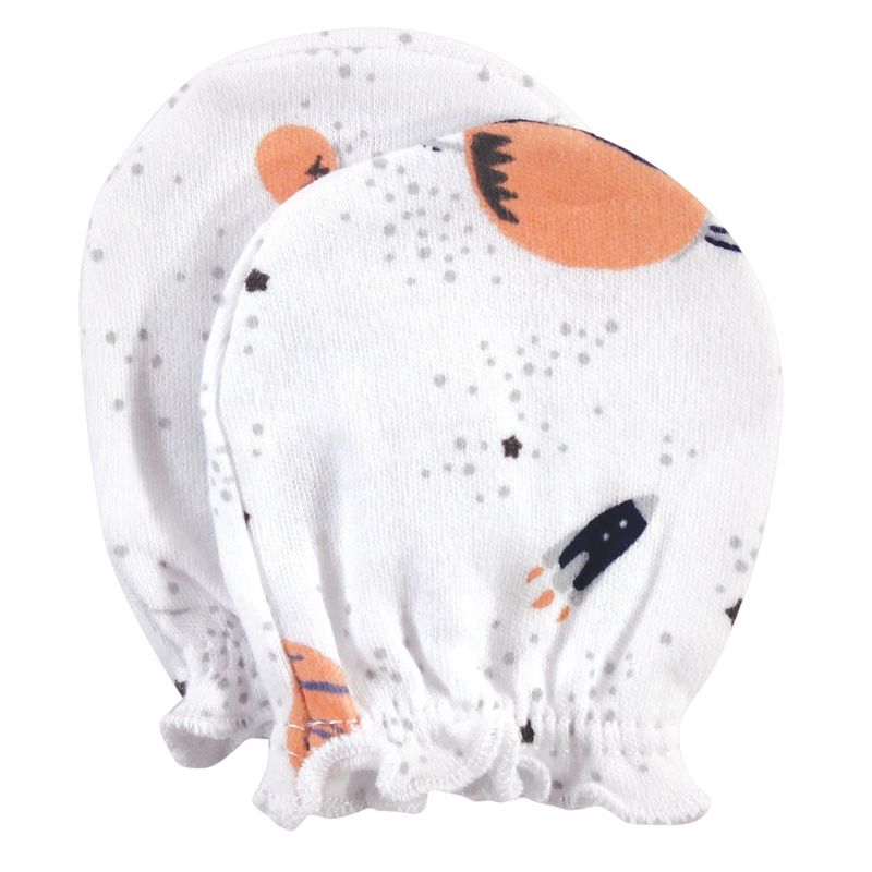 Hudson Baby Infant Boy Cotton Scratch Mittens, Space, 0-6 Months