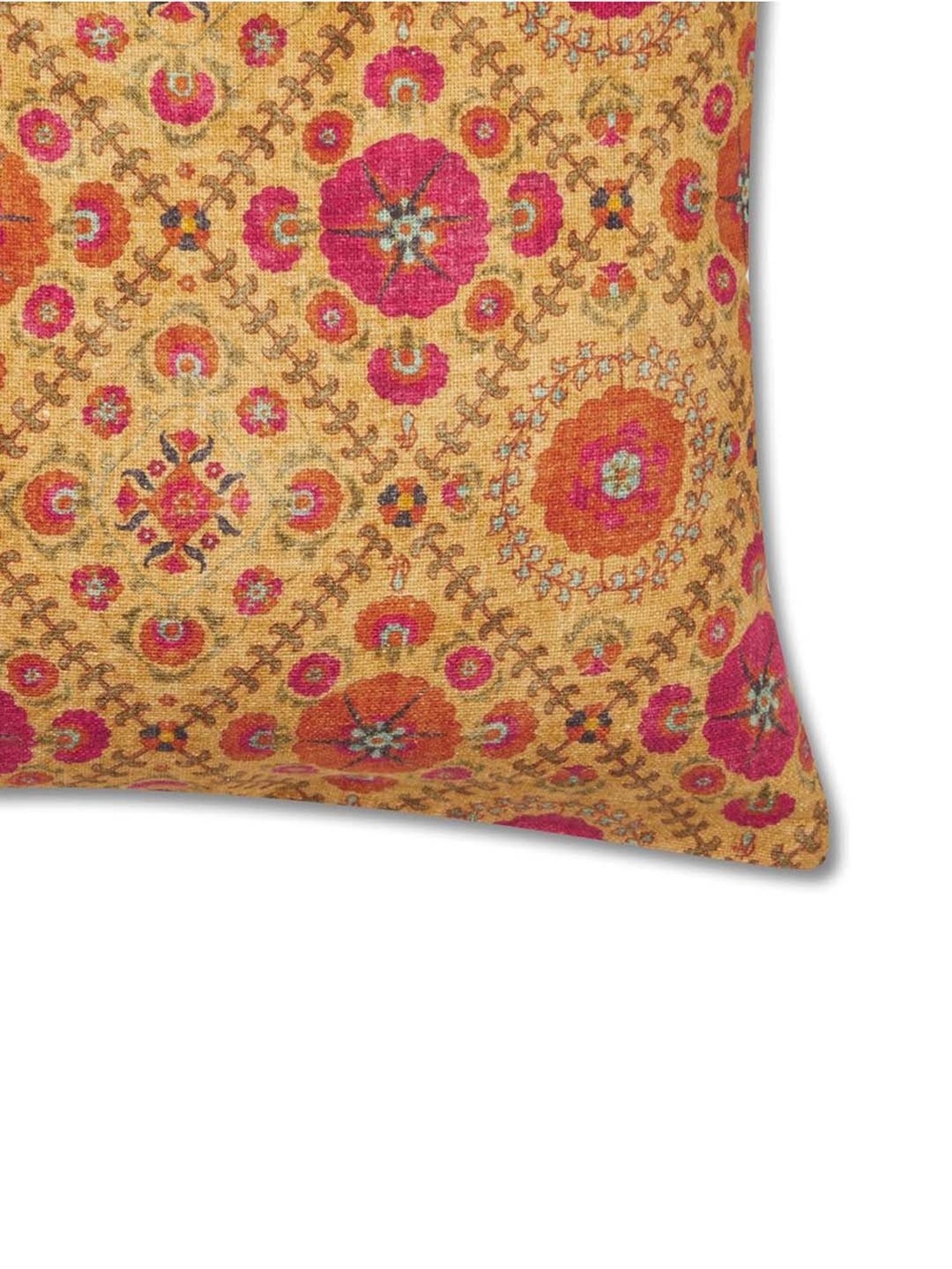 Fabindia Ochre Cotton Nieta Jaal Cushion Cover