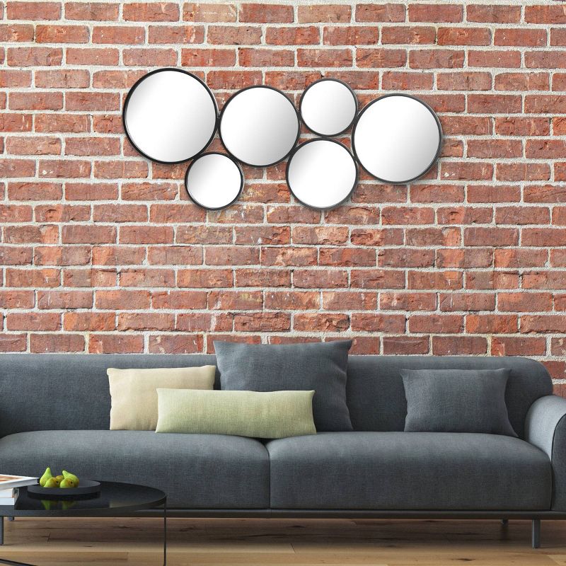 Metal Circle Decorative Wall Mirror Black - Stonebriar Collection
