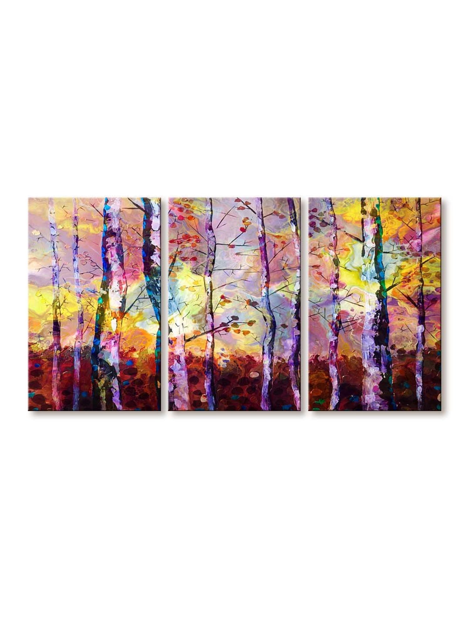 999Store Multicolor Colourful Tree Art 3 Frame Canvas Paintings