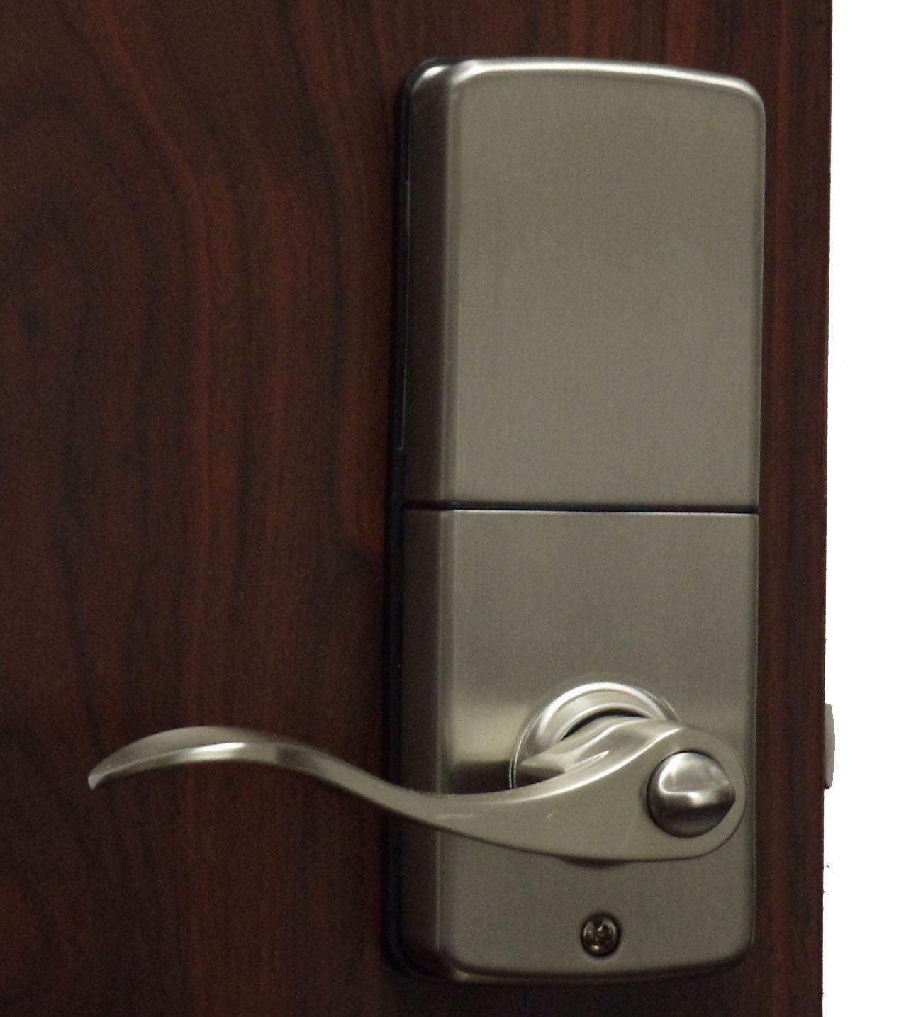 LockeyUSA E985BB Electronic Push Button Digital Door Lock, Access Control, Combination, Remote Capable, Keyless Lever Lock with Keypad Access in Bright Brass