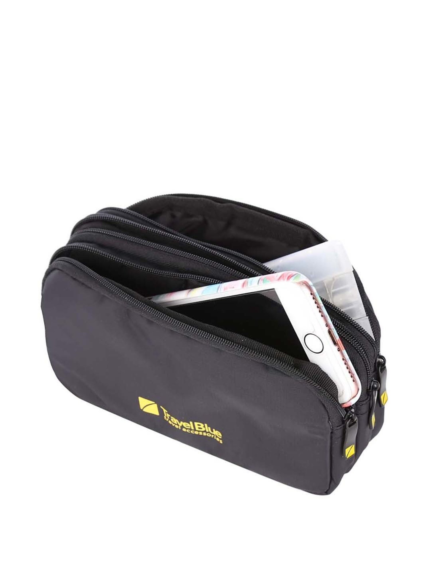 Travel Blue Black Solid Phone Pouch