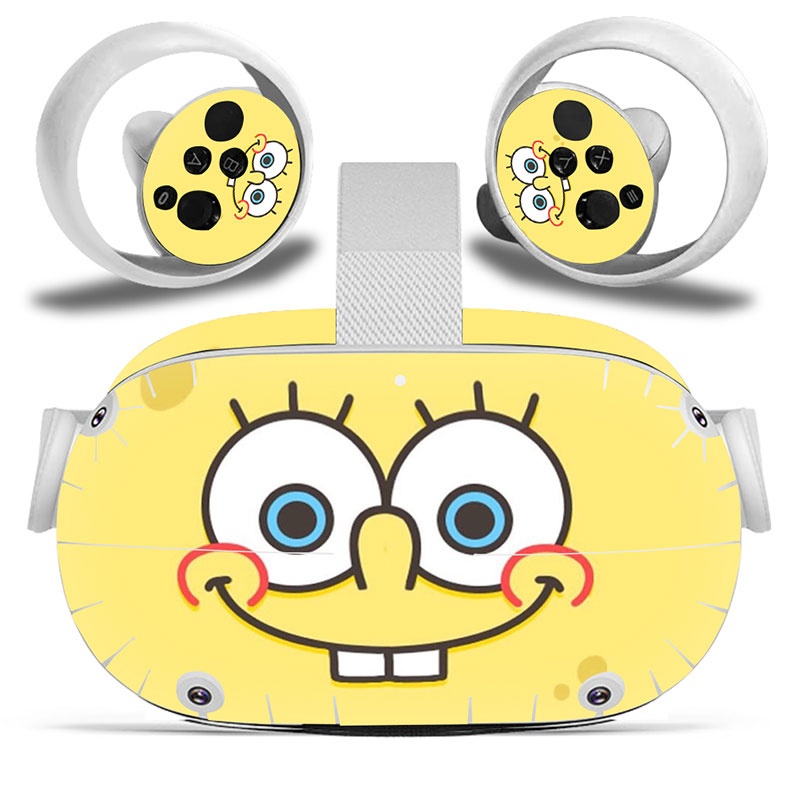 Amify Vinyl Skin Sticker for Oculus Quest 2 VR Headset Controller PVC Decals Cute Cartoon Wrap Cover for Oculus Quest 2 Accessories