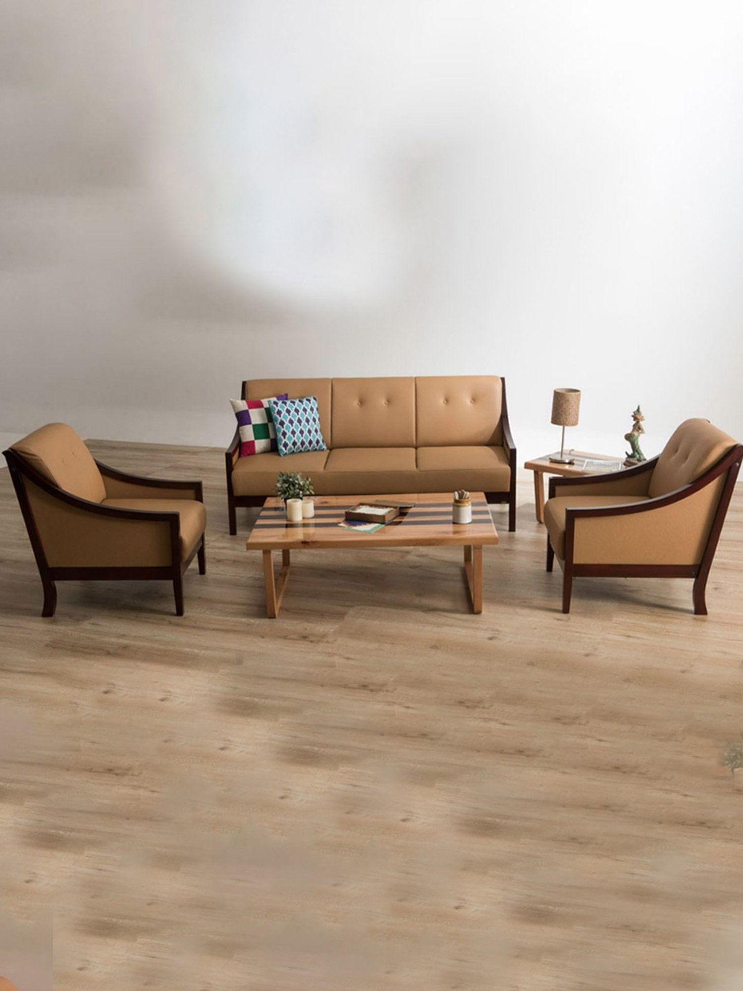 Durian Jesse Camel Brown Premium Leatherette 1 Seater Sofa