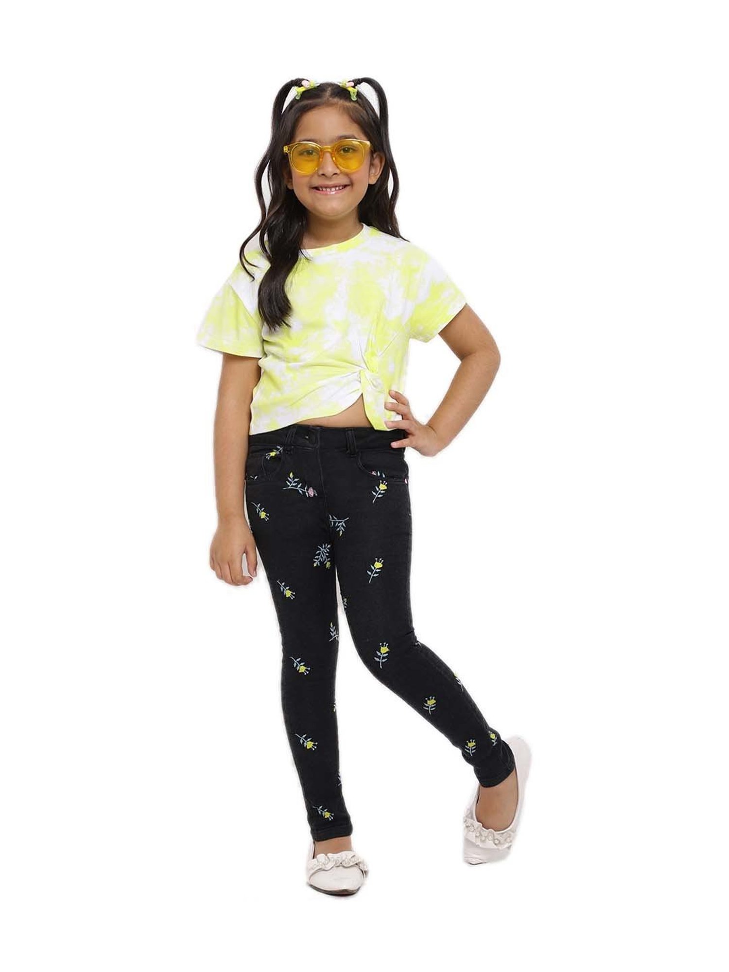 Tales & Stories Girls Black Embroidered Jeans