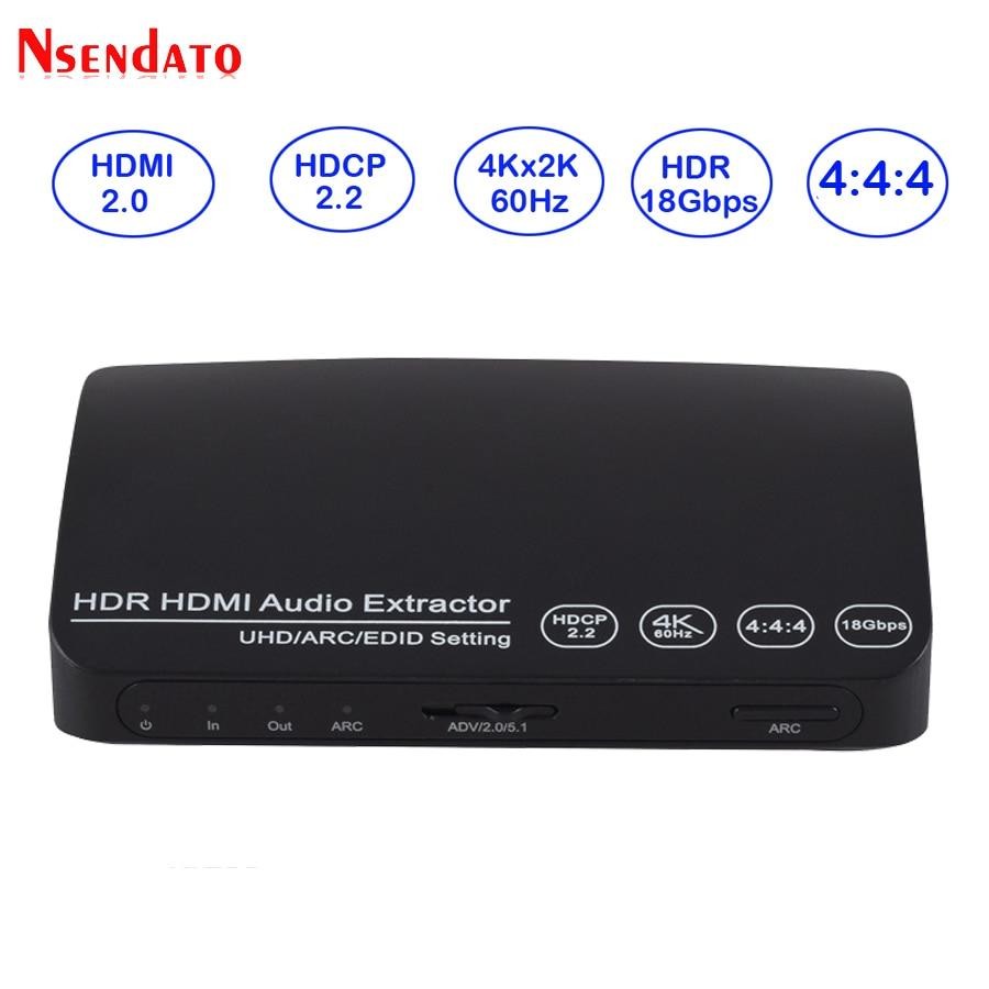 1 In 1 Out HDR UHD HDMI 2.0 Audio Extractor Switcher 4k 60HZ HDR HDMI2.0 Audio Extractor Adapter with ARC EDID For PS4 DVD HDTV