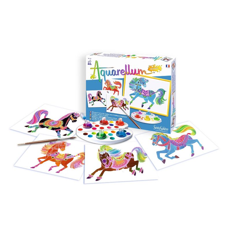 12pc Aquarellum Junior Horses Painting Kit - SentoSphere USA