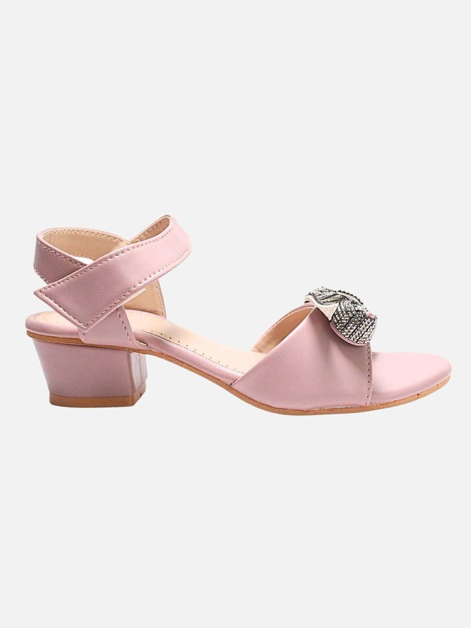 Tiny Bugs Girls Off White & Pink Party Wear Slip Ons