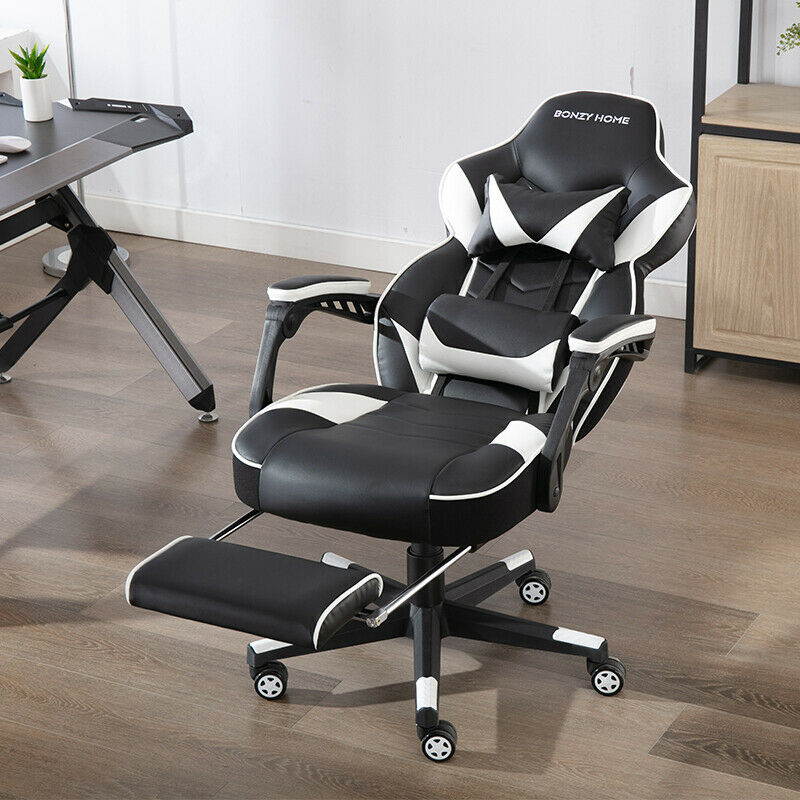 Gaming Chair Racing Style Leather Office Recliner Computer Seat Swivel Footrest