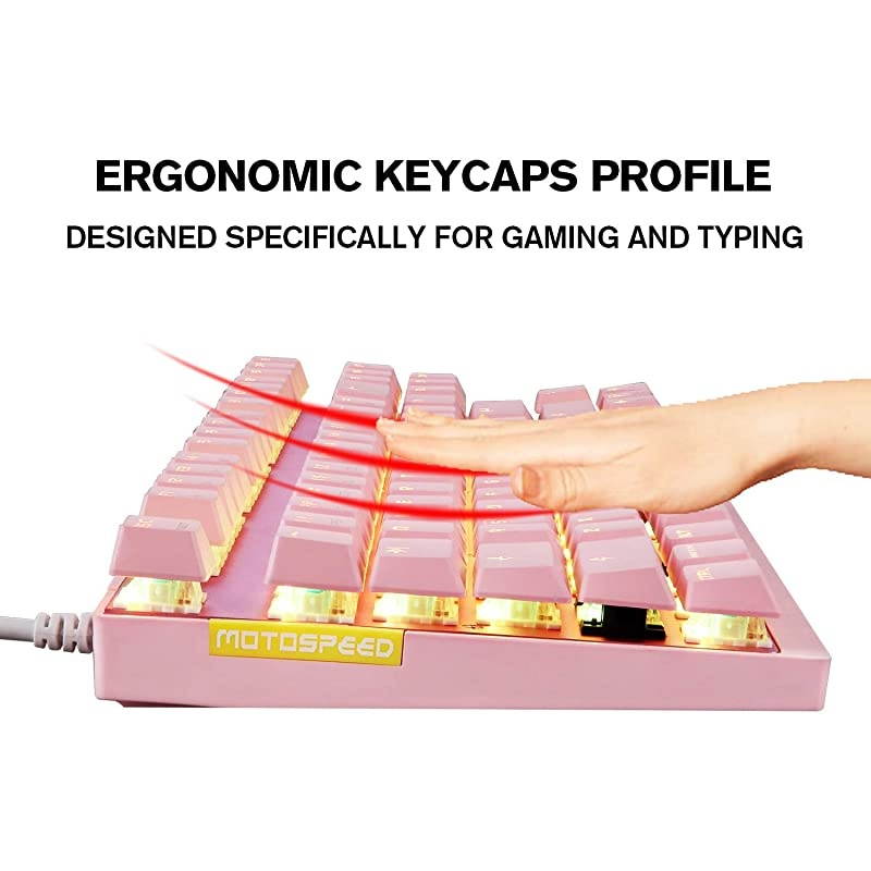 Professional Gaming Mechanical Keyboard RGB Rainbow Backlit 87 Keys Illuminated Computer USB Gaming Keyboard for Mac & PC Pink