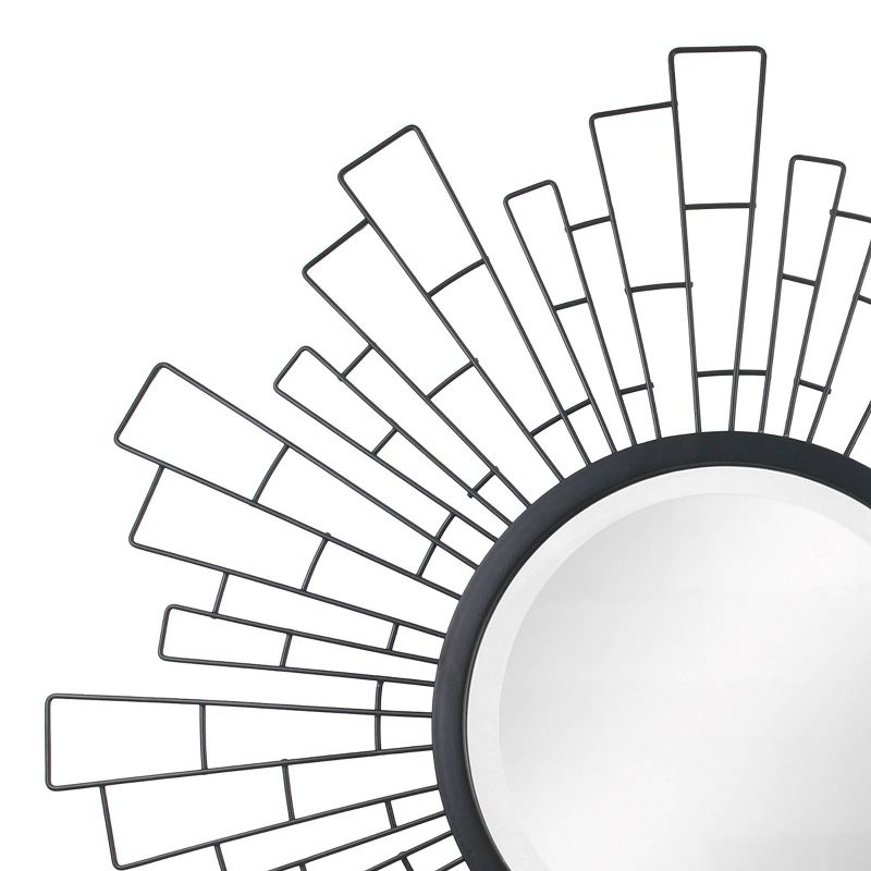 23.5" x 23.5" Metal Geometric Sunburst Decorative Wall Mirror Black - Stonebriar Collection