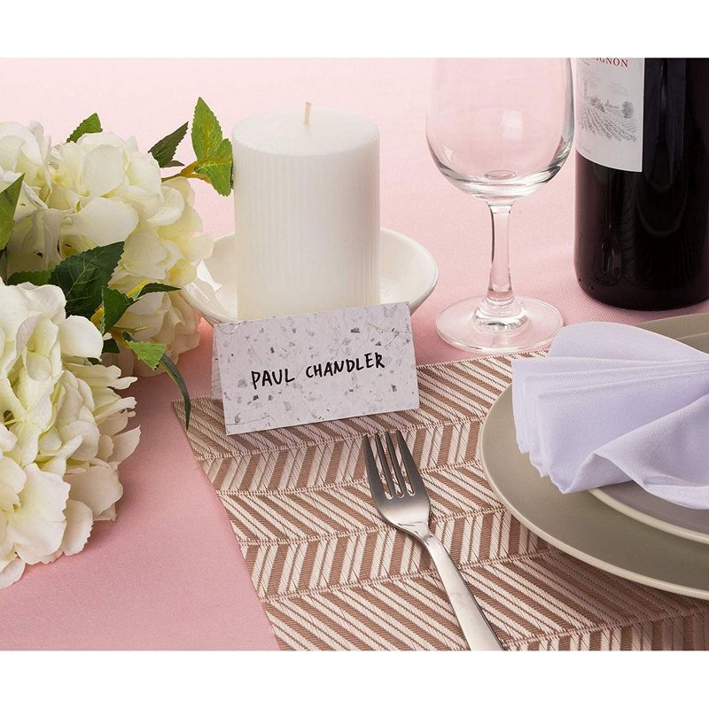Sustainable Greetings 60-Pack Silver Flecks Handmade Blank Seating Tent Table Number Signs Place Cards, 2 x 3.5 in