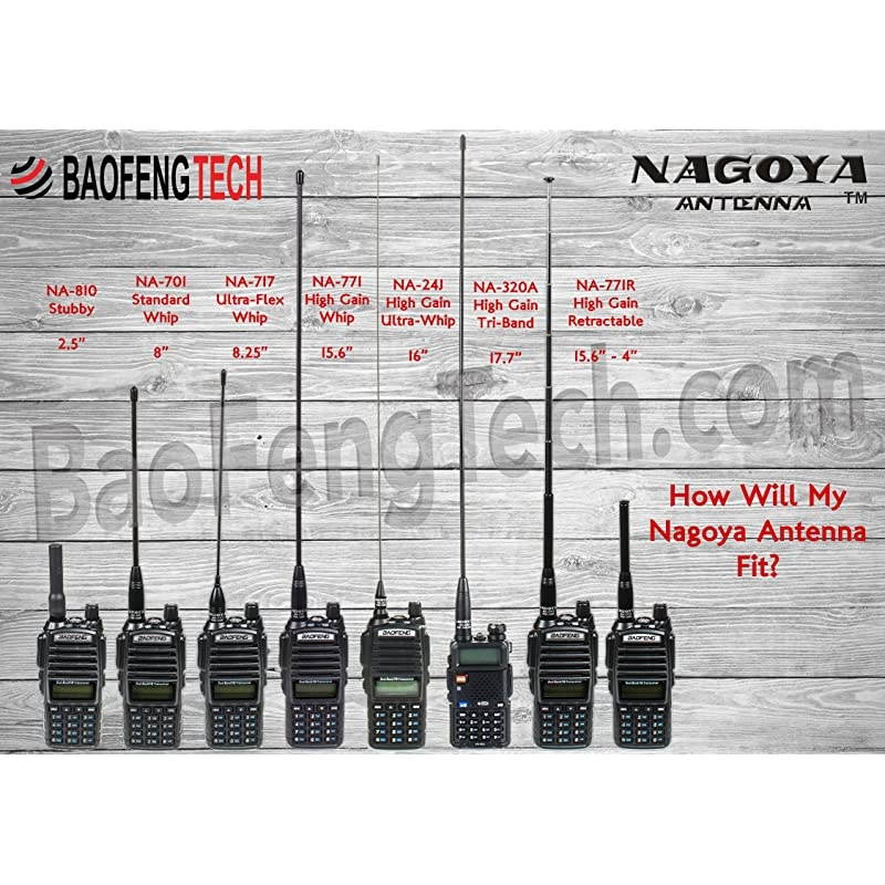 Authentic Genuine Nagoya NA-701C (Commercial Frequency Tuned) 8-Inch Whip VHF/UHF (155/455Mhz) Antenna SMA-Female for  and BaoFeng Radios