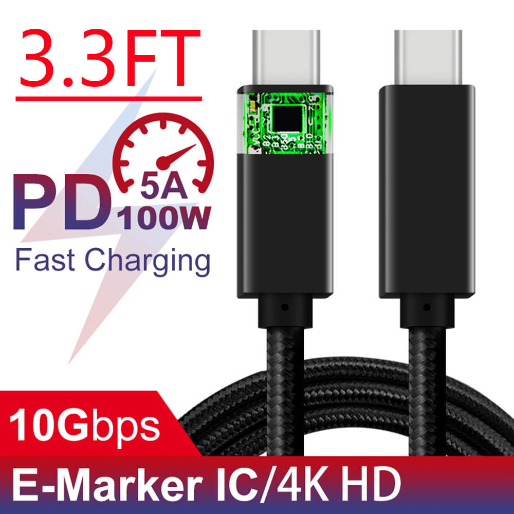 USB C to USB C 3.1 Gen2 Cable Fast Charge Video Cable(6.6ft/2m), 100W 20V/5A 10Gbps Fast Data Transfer, 4K Video Output for Samsung Galaxy S20 Note 10+,iPad Pro,Macbook Pro, HUAWEI MateBook