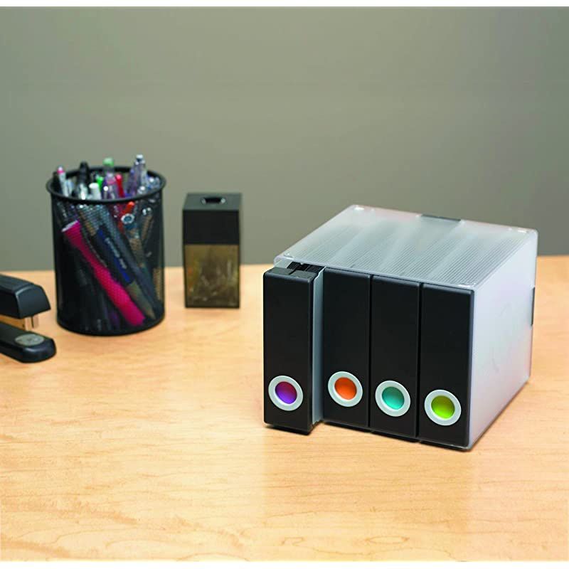 Polypropylene Sleeve Disc Organizer Stack amp Lock Categorize Cds In 4 ColorCoded Binders for 96 Discs Total In Black PN96635496