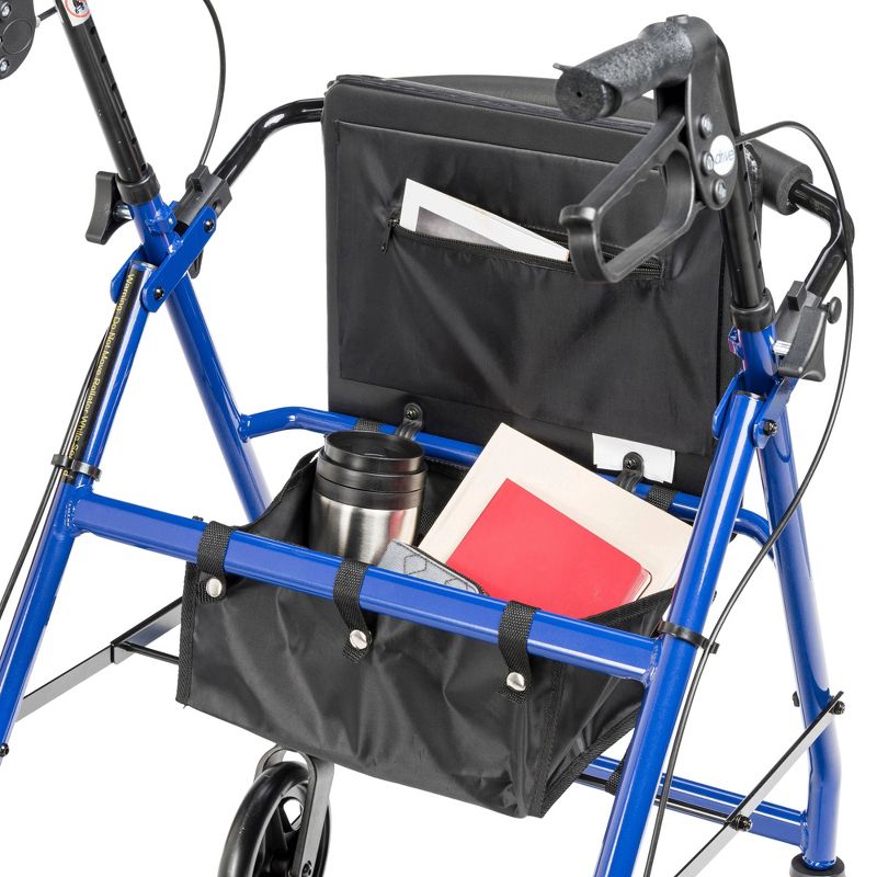 Drive Medical Aluminum Rollator with Fold Up and Removable Back Support and Padded Seat, Blue