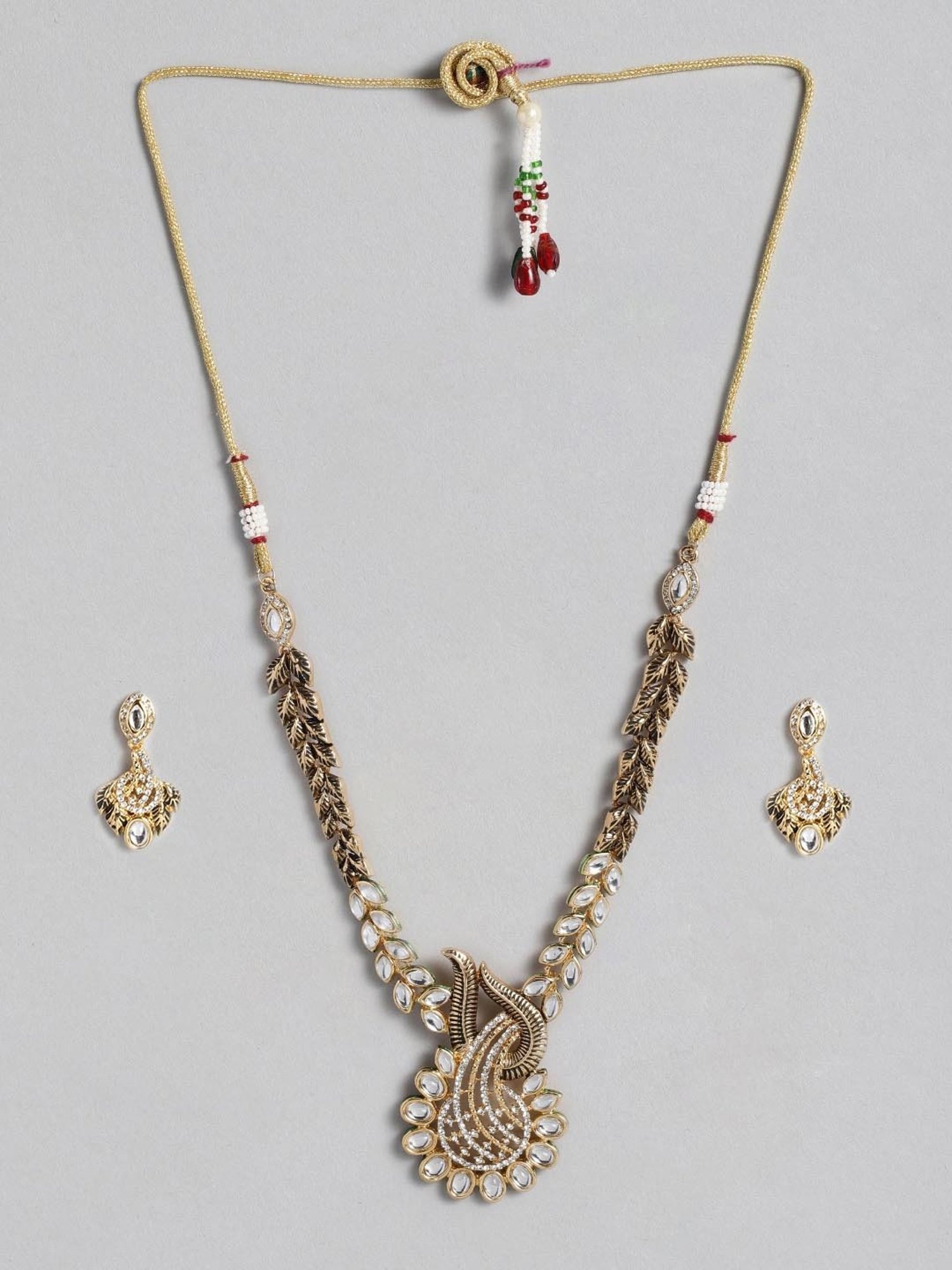 Estele Gold-Tone Traditional Antique Kundan Necklace Set for Women