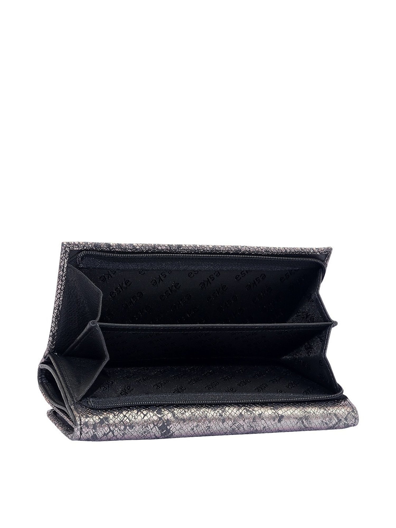 Eske Grey Textured Tri-Fold Wallet for Women