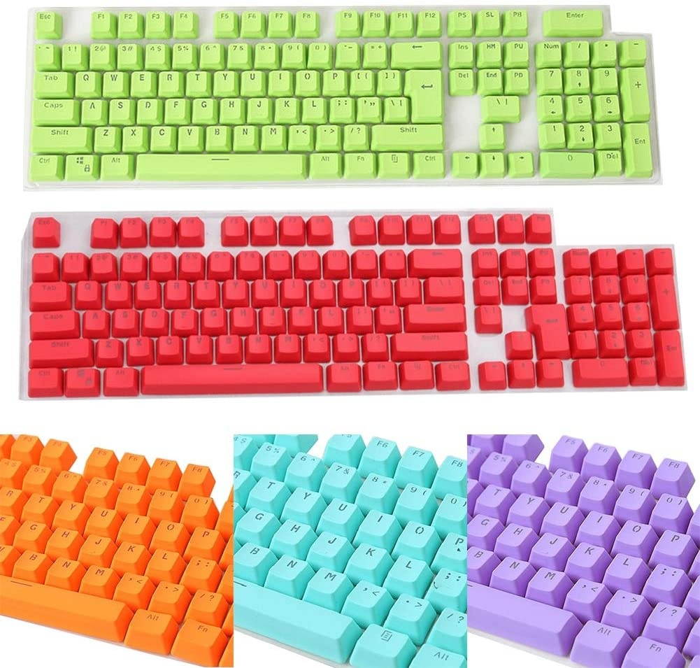 Superper Backlit Keycaps 106 Keys PBT Solid Color Backlight Keyboard Caps Replacement Accessories for Mechanical Keyboards Cyan