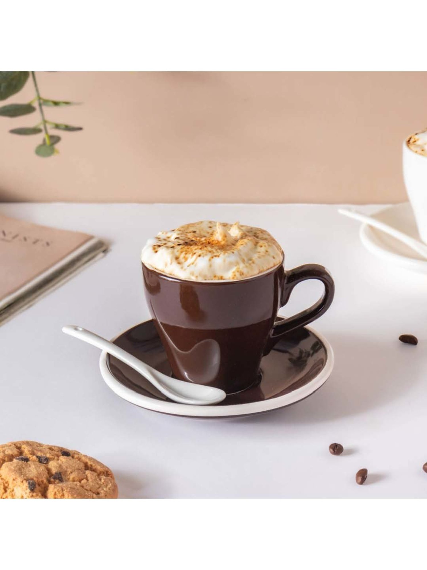 India Circus Floral Blue Bone China Cup Saucer (Set of 8)