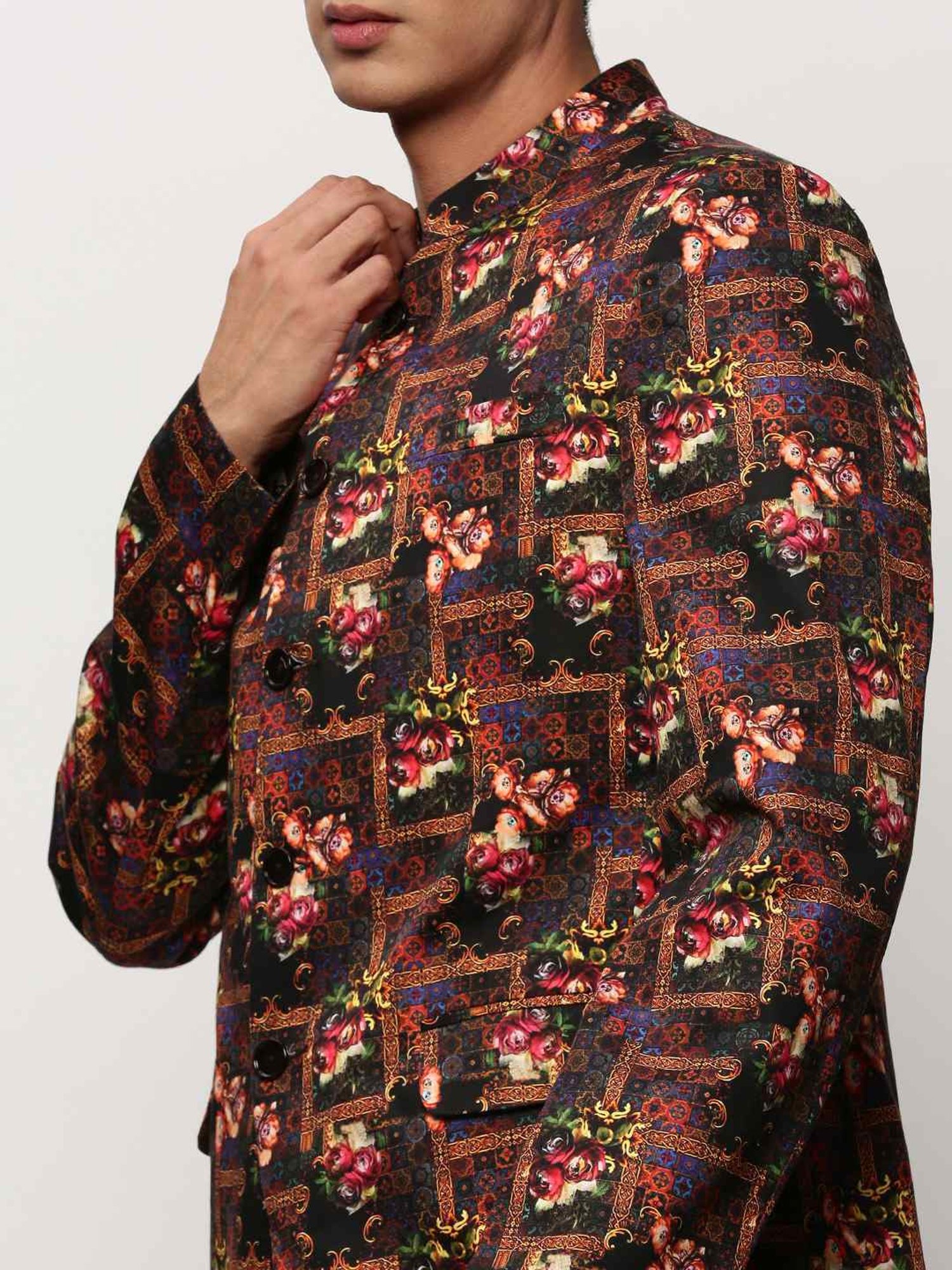 Hangup Cream Regular Fit Ethnic Blazer