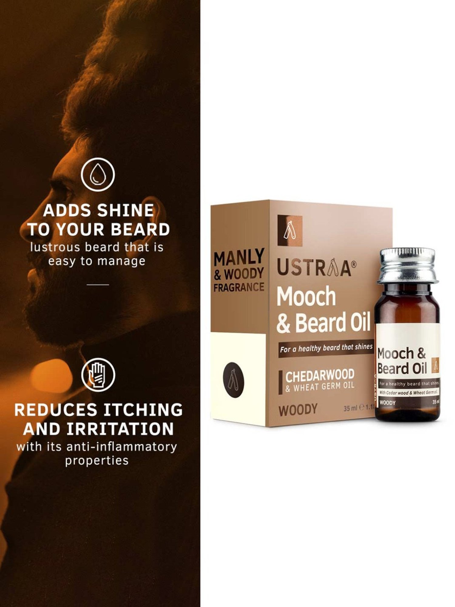 Ustraa Beard Oil Woody & Beard Wash Woody