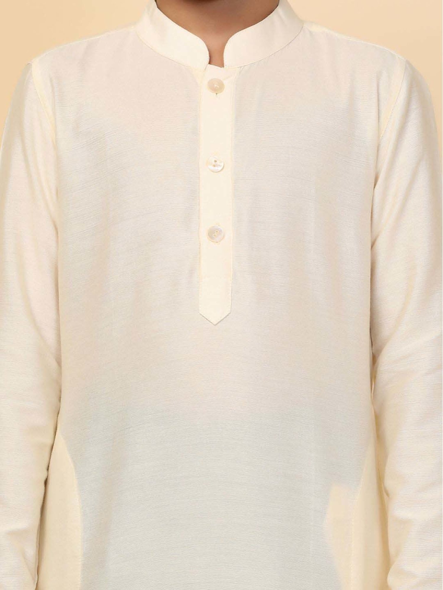 KISAH Kids Off-White Cotton Regular Fit Full Sleeves Kurta