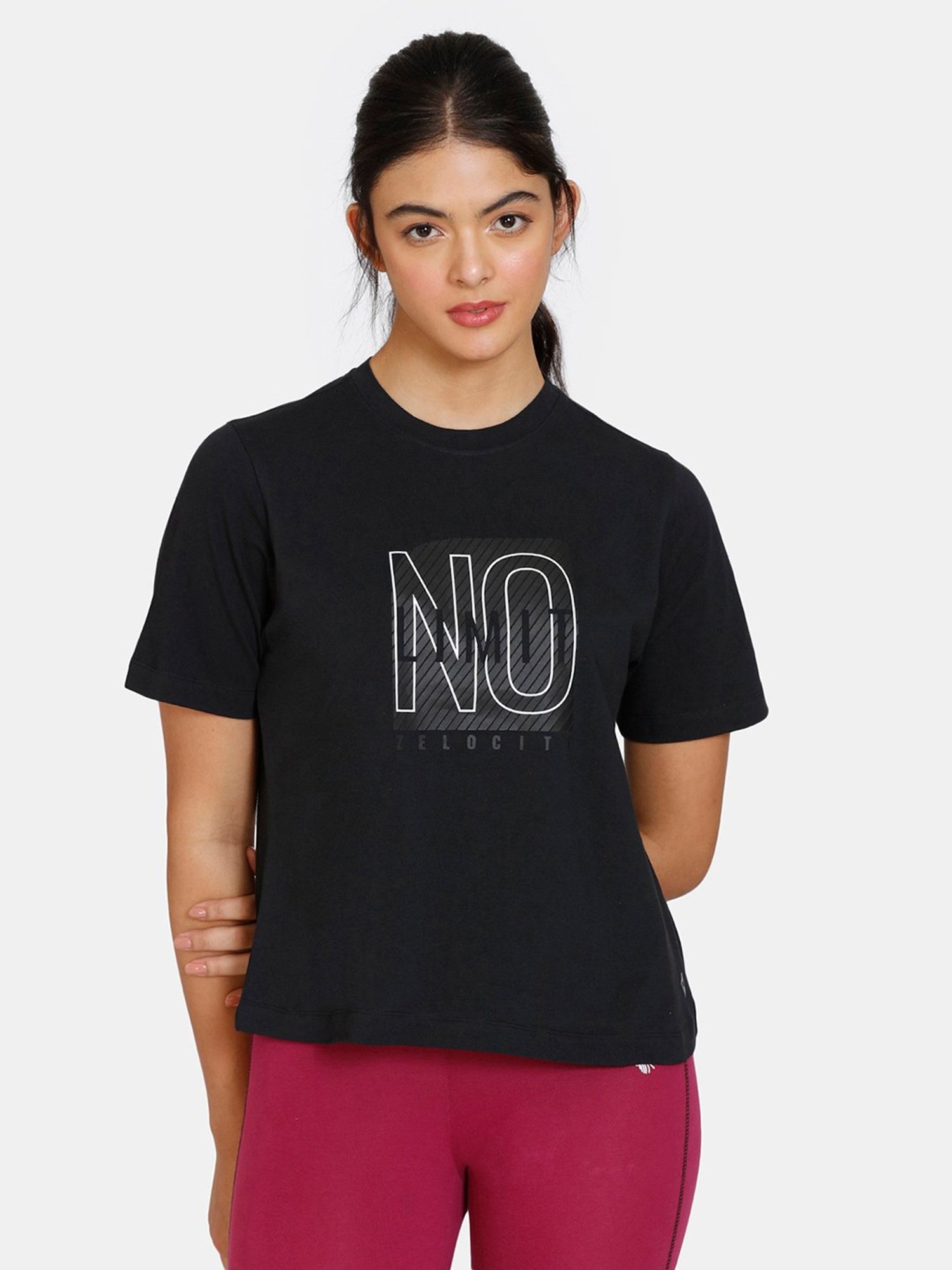 Zelocity by Zivame Black Printed T-Shirt