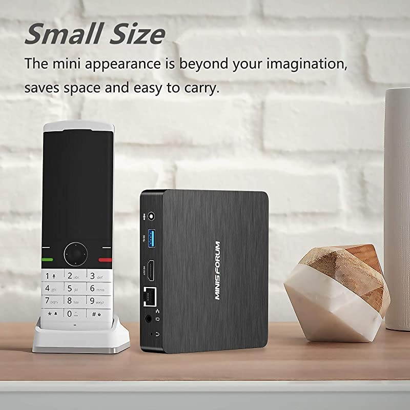 Mini PC Fanless Computer Windows 10 Pro Intel Atom Quad Core x5-Z8350 4GB DDR/64GB eMMC HDMI and VGA Port 2.4/5.8G WiFi BT4.2 USB 3.0 Mounting Bracket Auto Power On