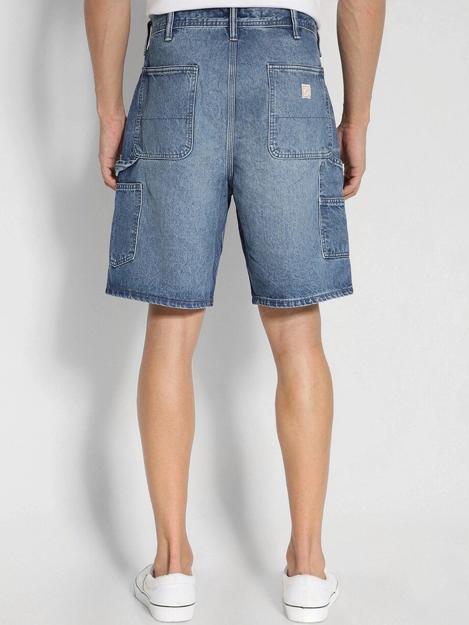 American Eagle Blue Cotton Regular Fit Denim Shorts