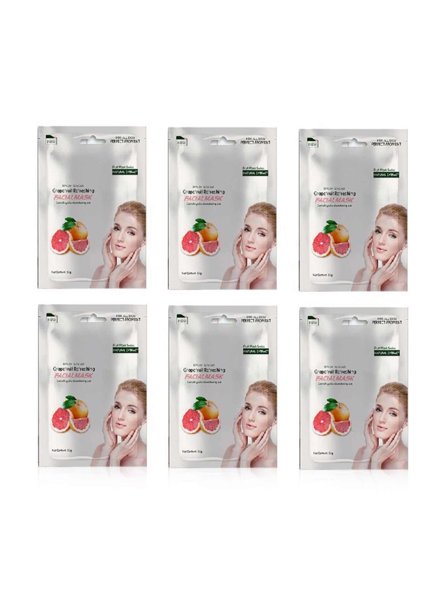 MONDSUB Grapefruit Refreshing Sheets Mask (Pack of 6) - 25 gm Each